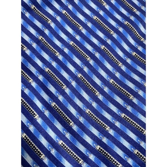 LANVIN Blue Geometric Silk Tie FRANCE 59"/ 3.5" EC - Picture 4 of 4